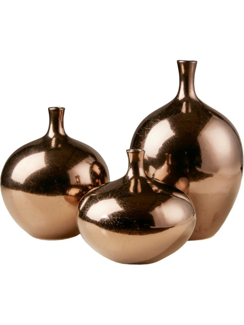 Handmade Ceramic Vase Set - Metallic Accent Home Décor for Living Room, 3-Piece